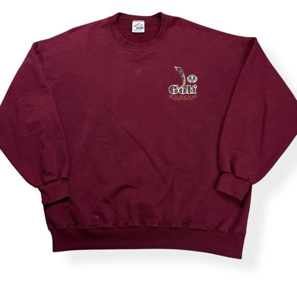 Jerzees Other - Vintage Hilton Head Island Crimson Red Golf Crewneck Sweatshirt Mens 2XL Jerzees